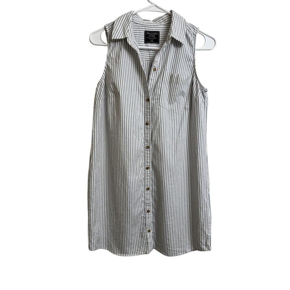 Abercrombie & Fitch Striped Sleeveless Button Down Blue & White Dress XSmall